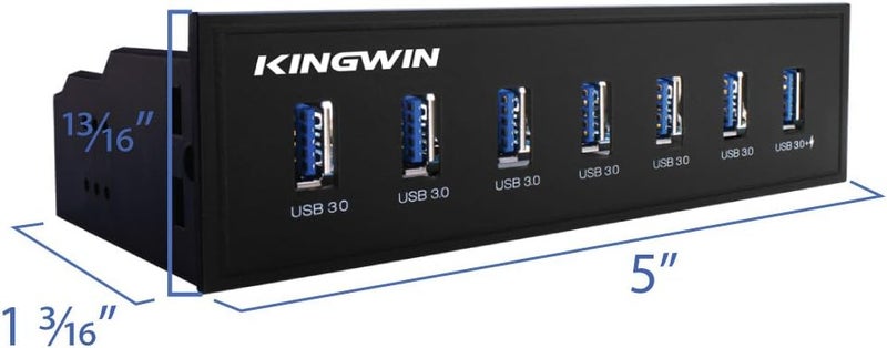 KingWin Front Panel USB 3.0 Hub 7 Port & One Fast Charging USB 2.1A Charging Port - Image 3